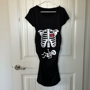 Spirit Black Skeleton Dress with Red Heart
